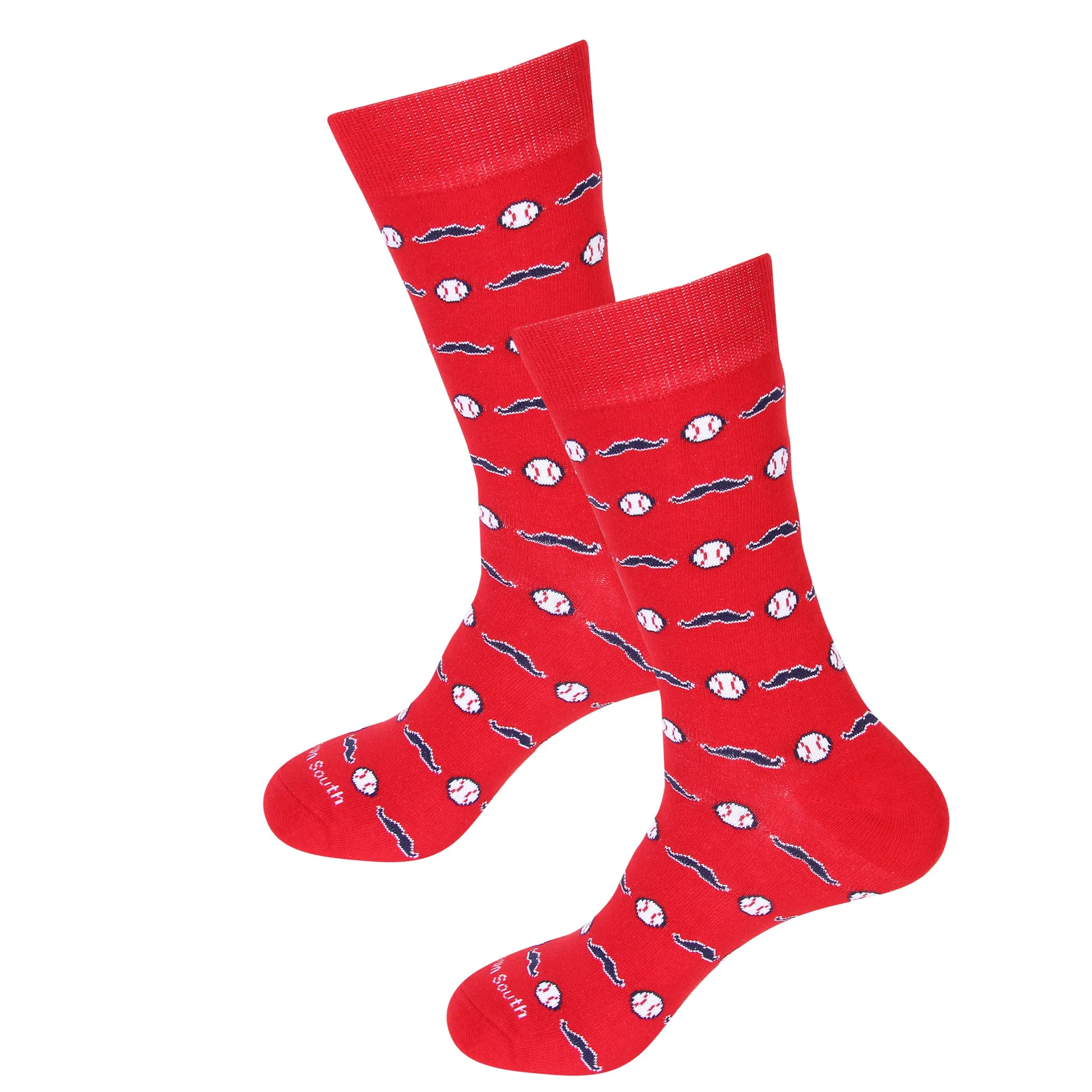 Baseball and Mustache Socks