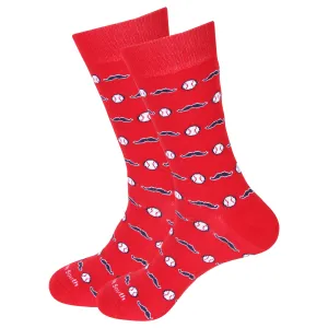 Baseball and Mustache Socks