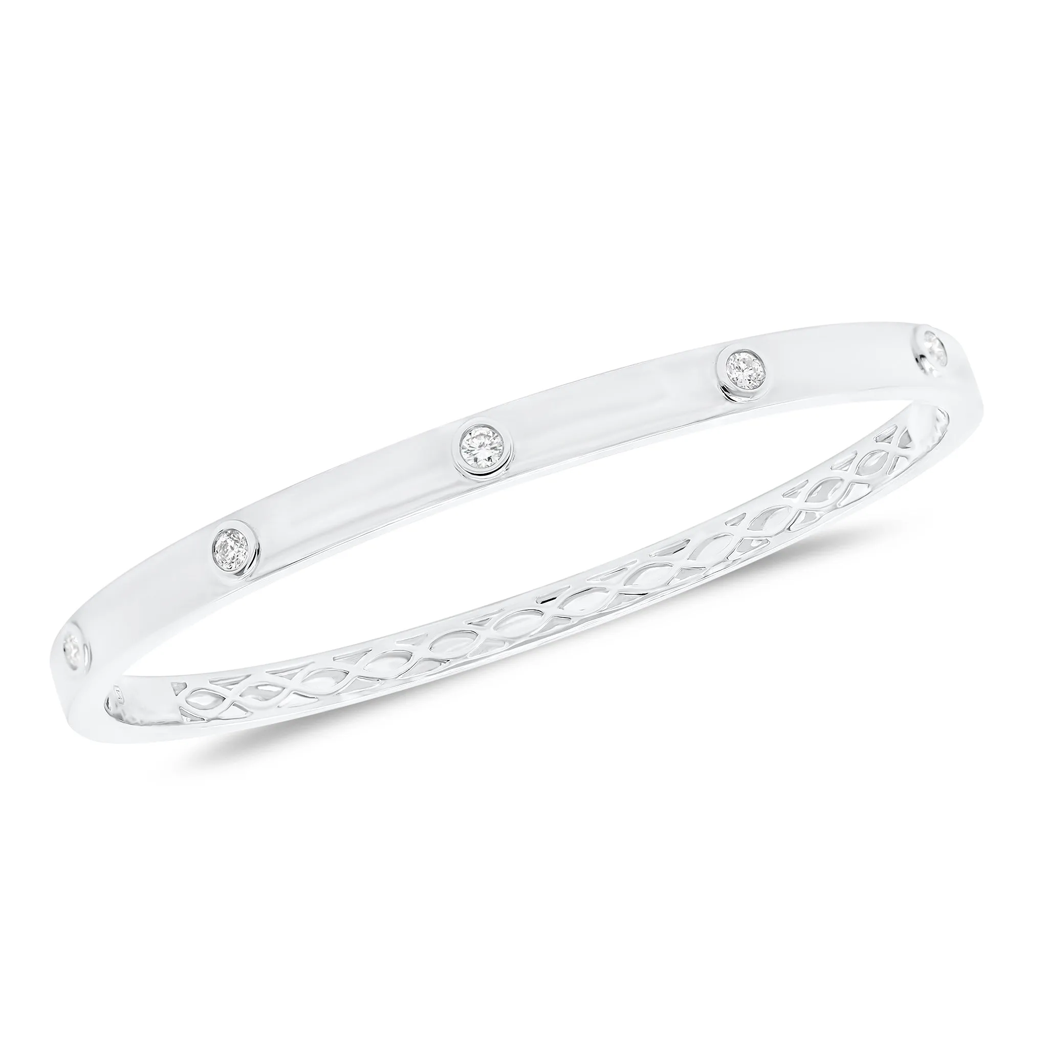 Bezel-Set Diamond Stackable Bangle Bracelet