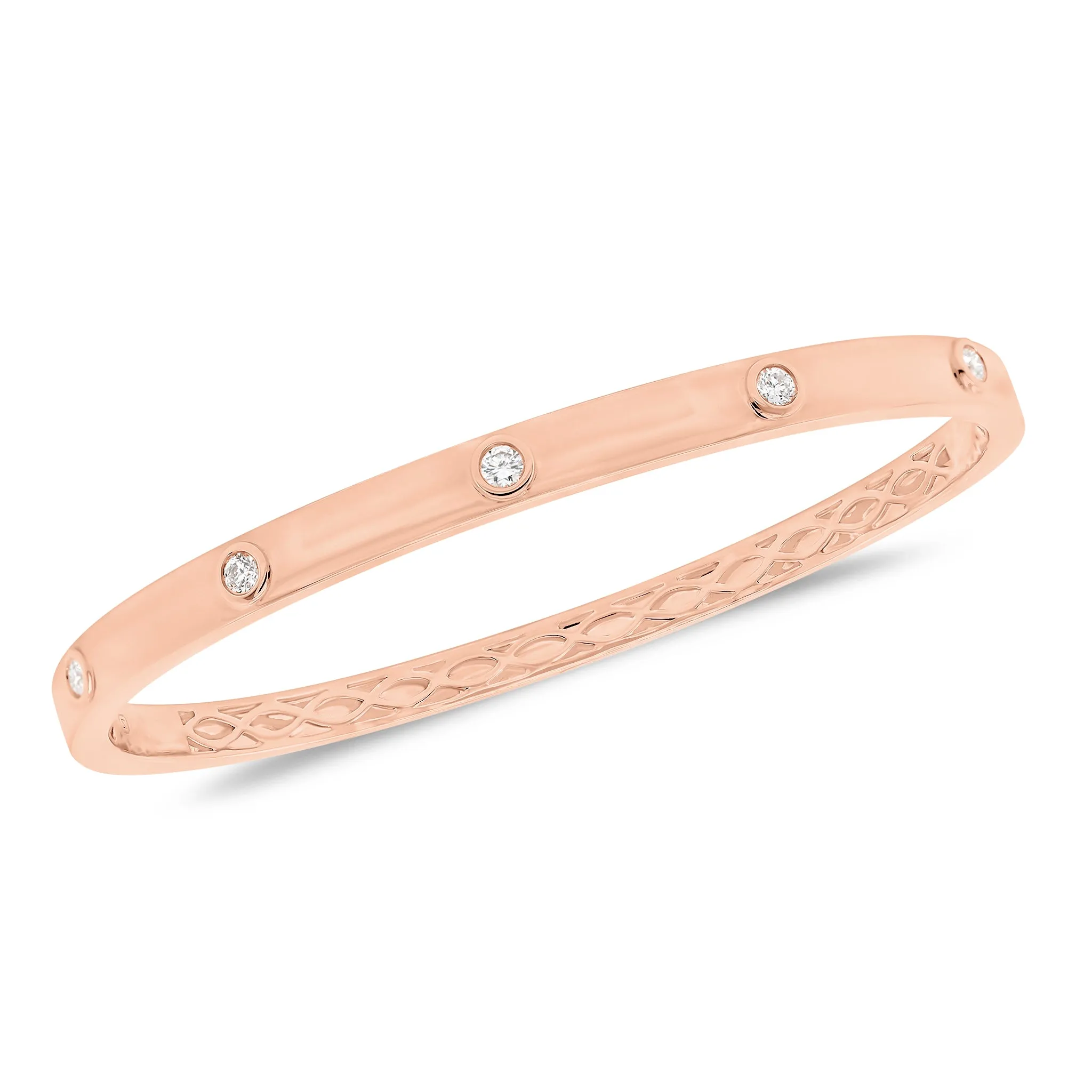 Bezel-Set Diamond Stackable Bangle Bracelet