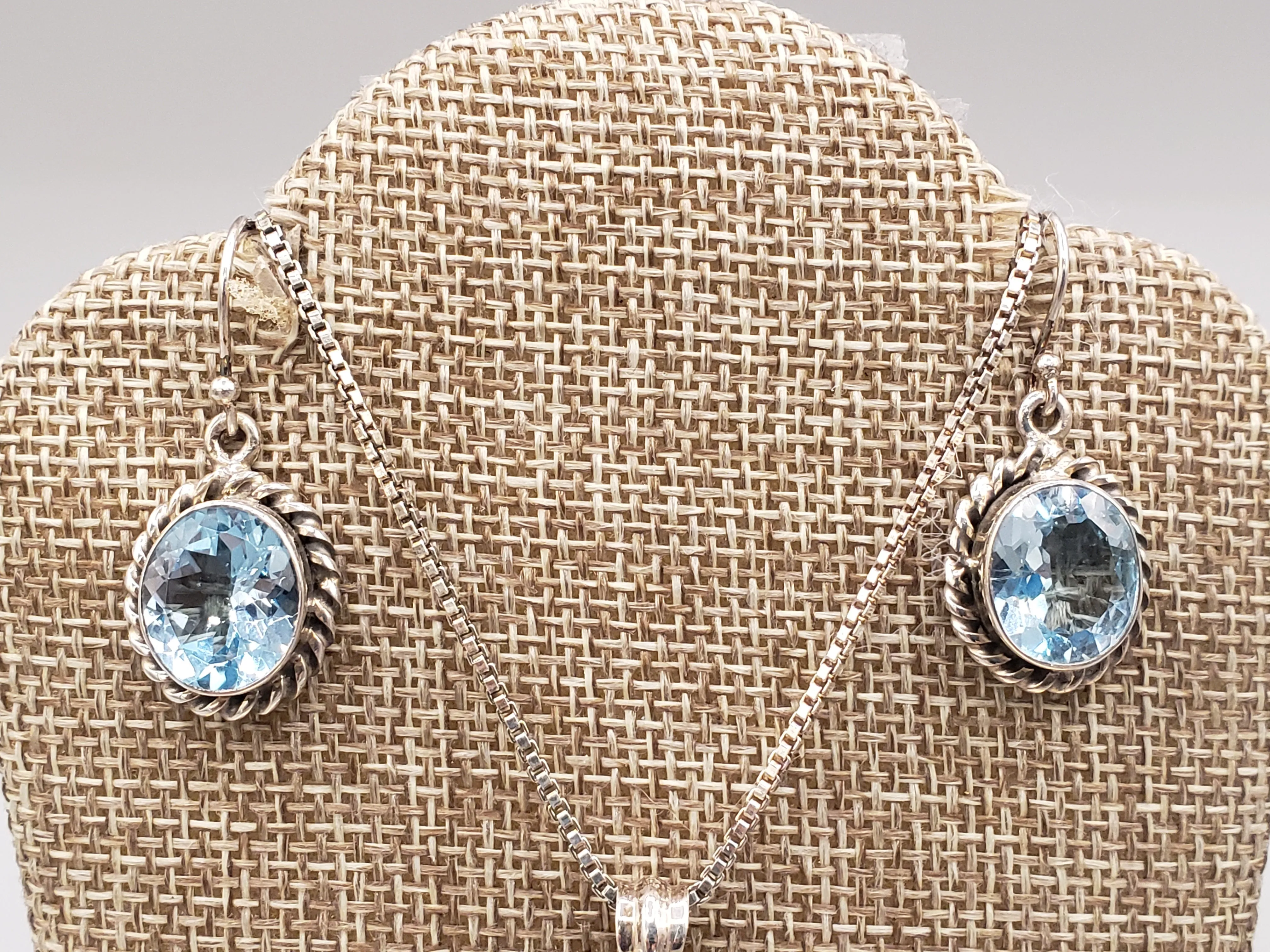 BLUE TOPAZ NECKLACE & EARRINGS