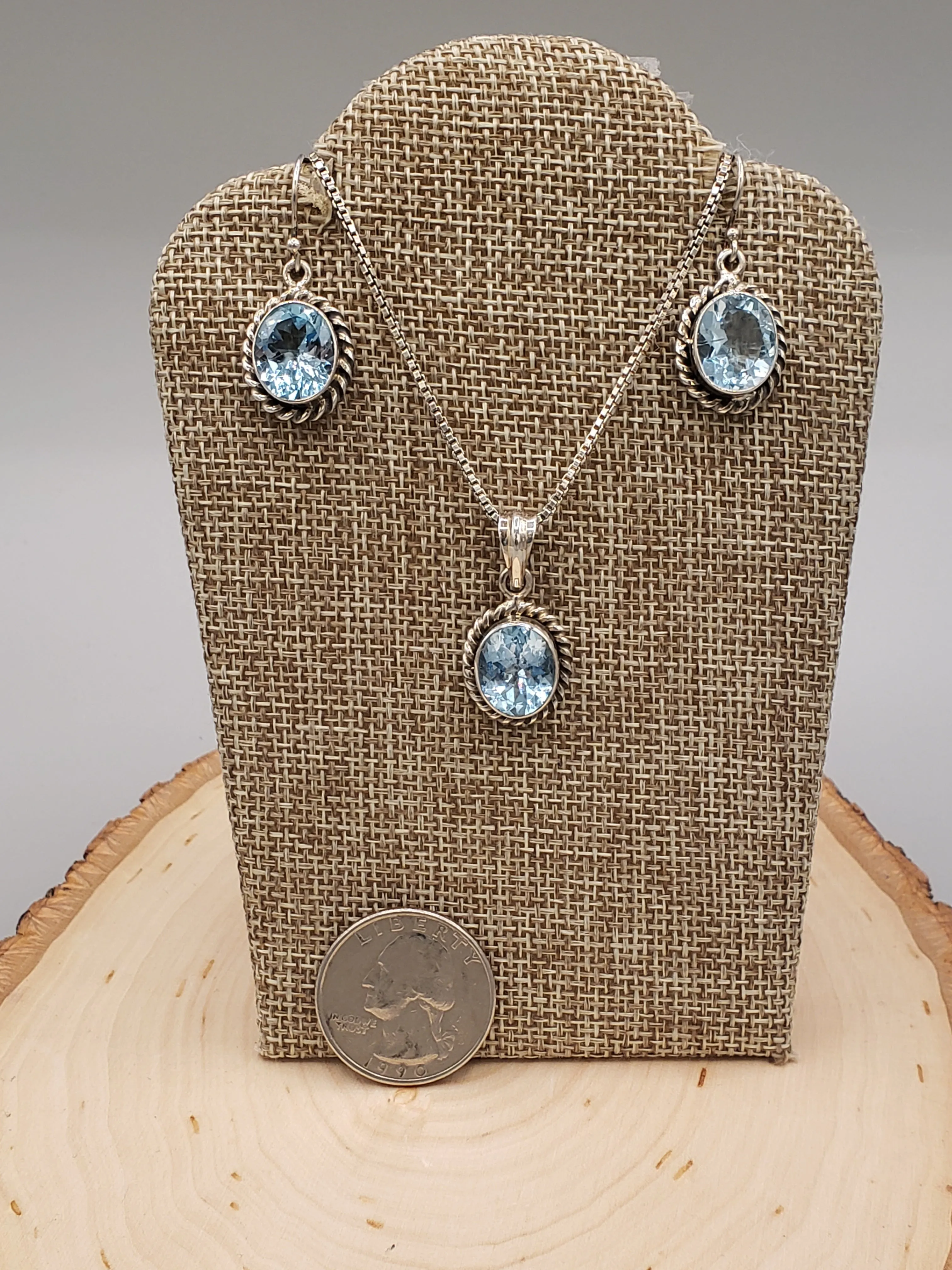 BLUE TOPAZ NECKLACE & EARRINGS