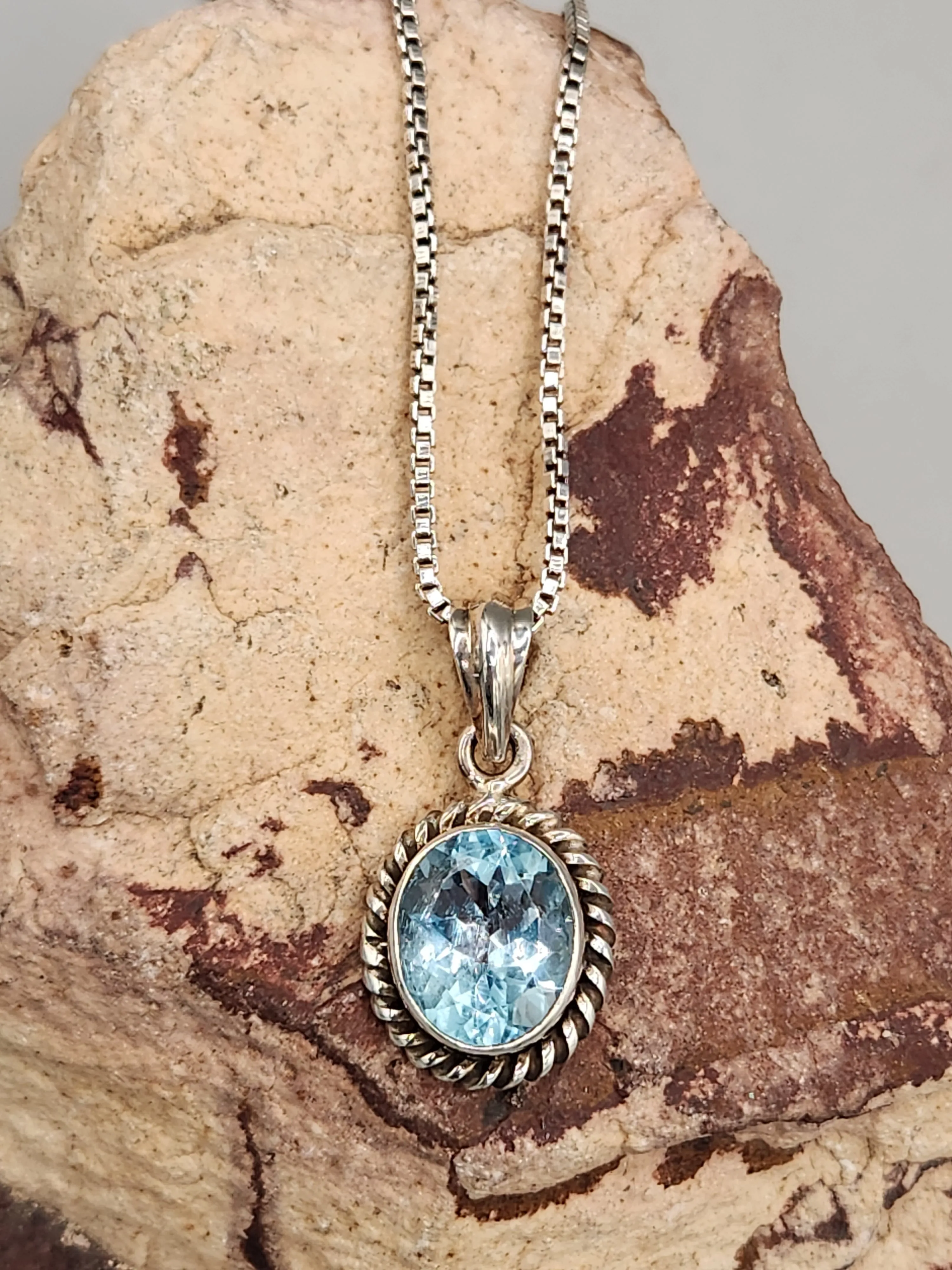 BLUE TOPAZ NECKLACE & EARRINGS
