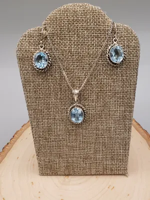 BLUE TOPAZ NECKLACE & EARRINGS