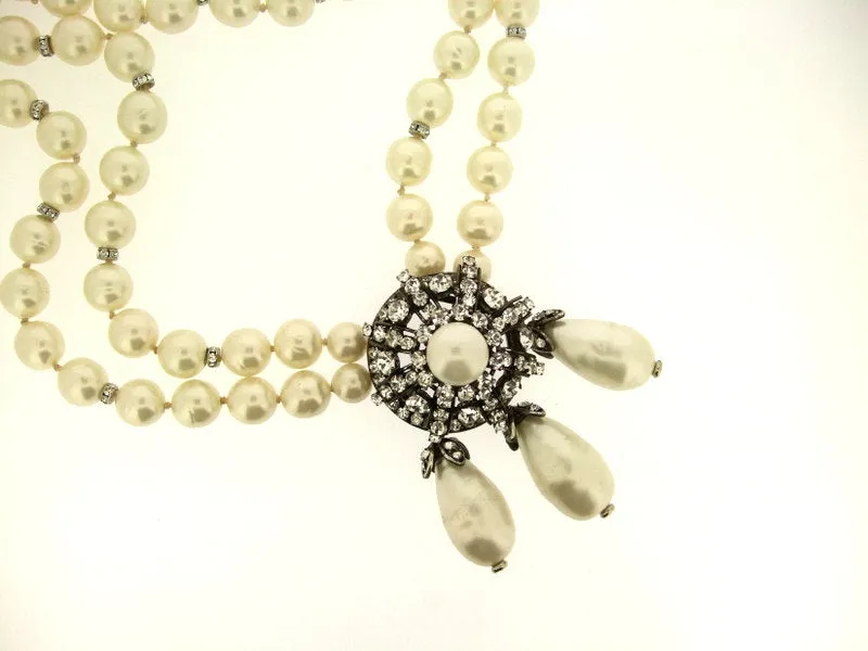 Chanel Necklace Vintage 1994 triple row pearl necklace
