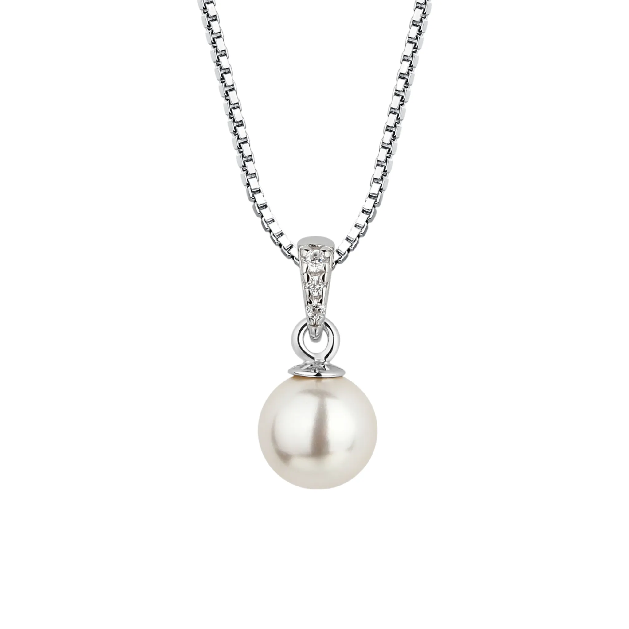 Cherished Moments Sterling Silver White Pearl 14" Necklace