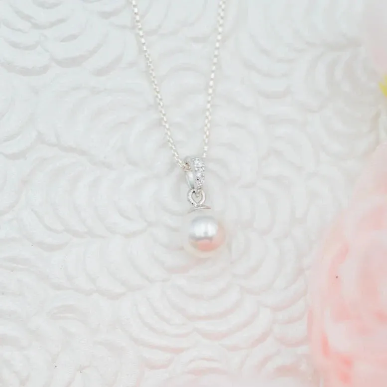 Cherished Moments Sterling Silver White Pearl 14" Necklace