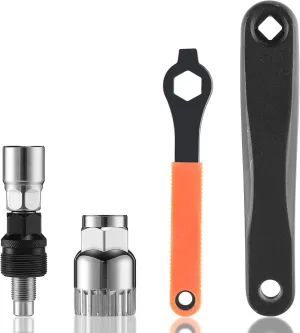 Chumia 4 Pcs Bike Crank Removal Tool Including 1 Pc Bike Crank Extractor 1 Pc Bottom Bracket Remover 1 Pc 16mm Spanner 1 Pc Crank Arm Left Bike Repair Tool Kit for MTB Mountain Bike Road Bike