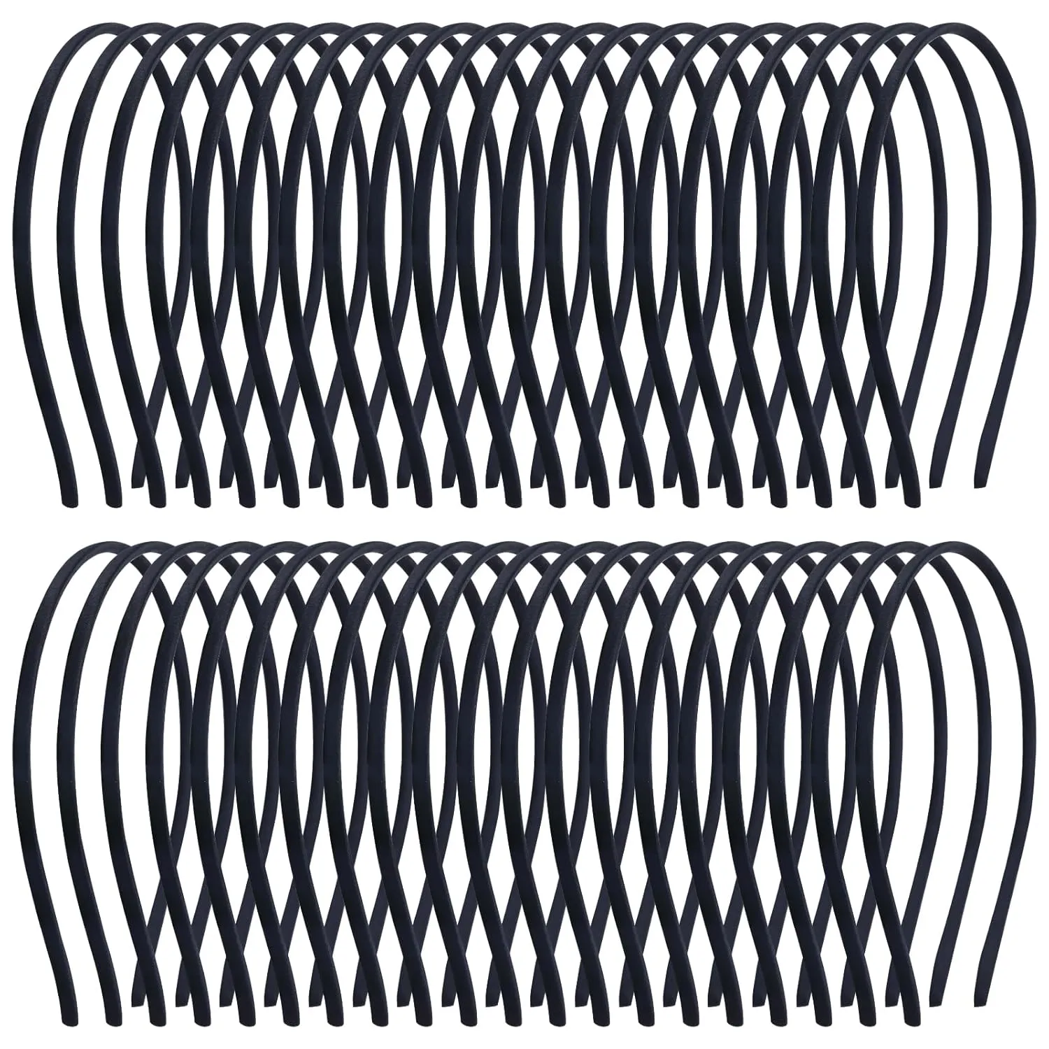 Cinaci 40 Pieces 6mm Thin Skinny Black Stain Covered Metal Headbands Simple Plain DIY Craft Hair Bands Accessories for Women Girls Teens Kids Toddlers