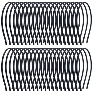 Cinaci 40 Pieces 6mm Thin Skinny Black Stain Covered Metal Headbands Simple Plain DIY Craft Hair Bands Accessories for Women Girls Teens Kids Toddlers