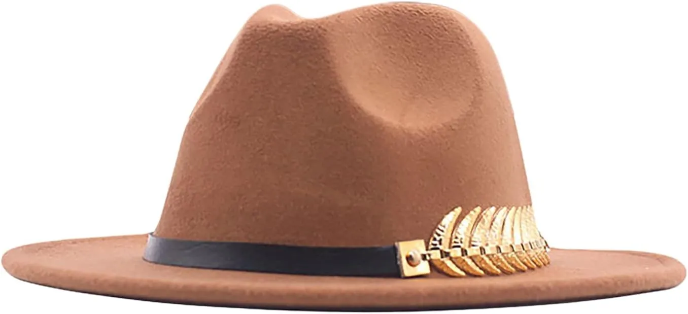 Classic Fedora Hats for Men & Women Wide Brim Hat Belt Buckle Outdoor Panama Dress Fedora Hat