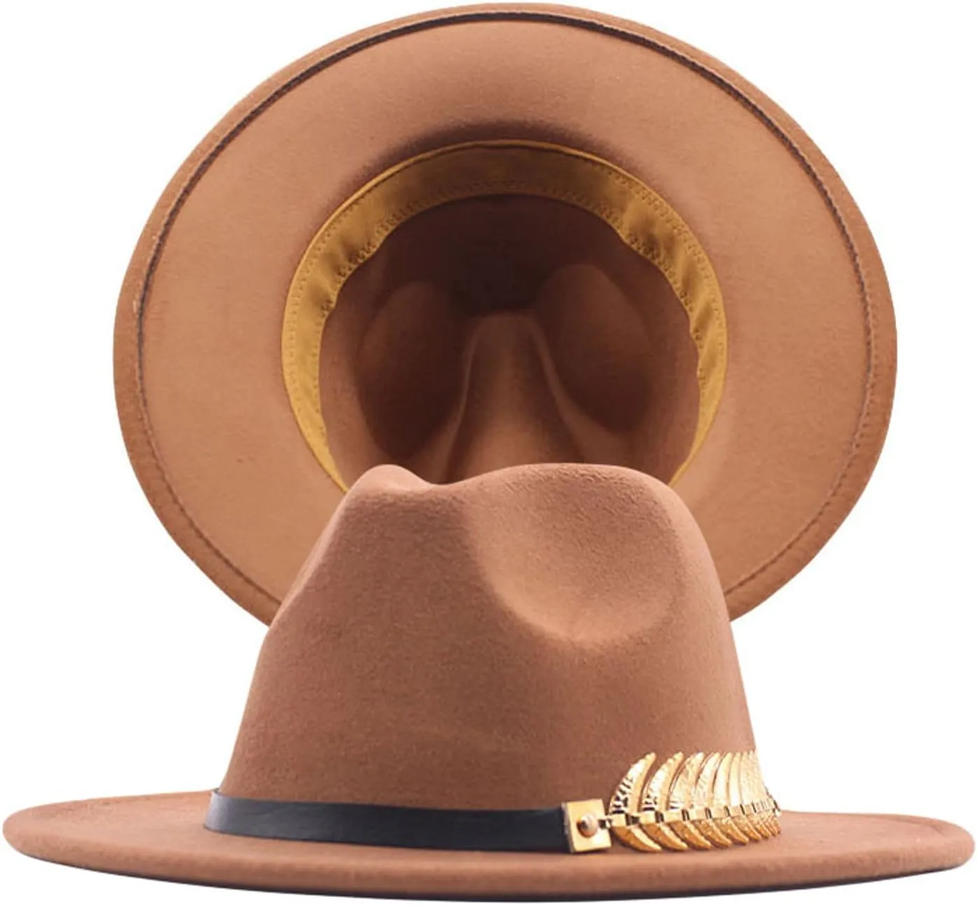 Classic Fedora Hats for Men & Women Wide Brim Hat Belt Buckle Outdoor Panama Dress Fedora Hat