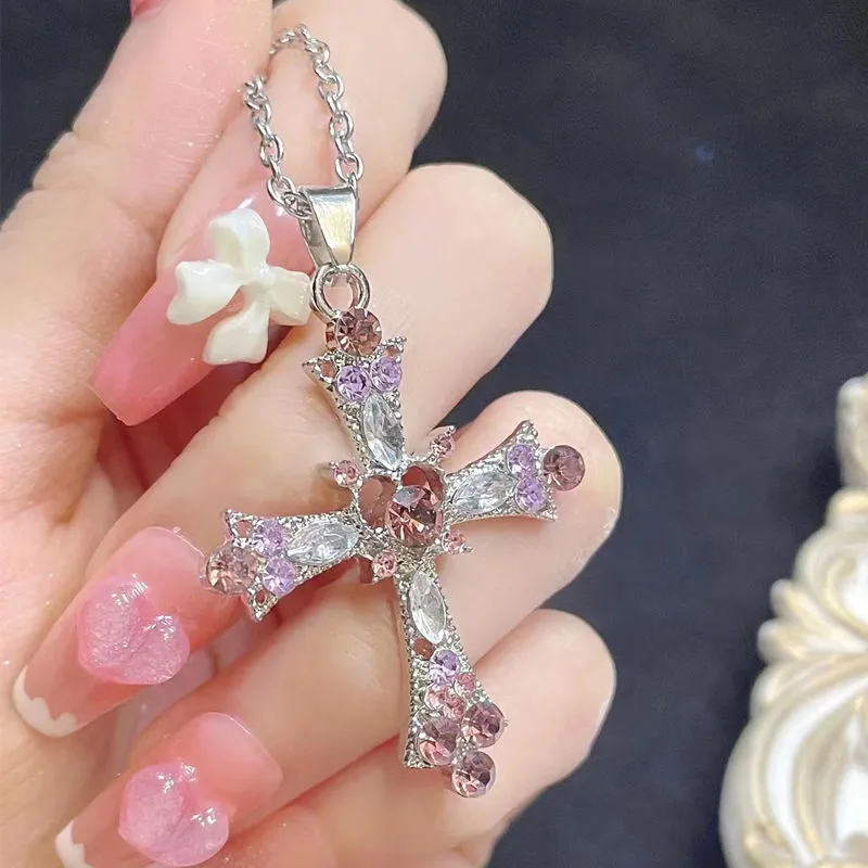 Cross Diamond Gothic Necklace Design Clavicle Chain