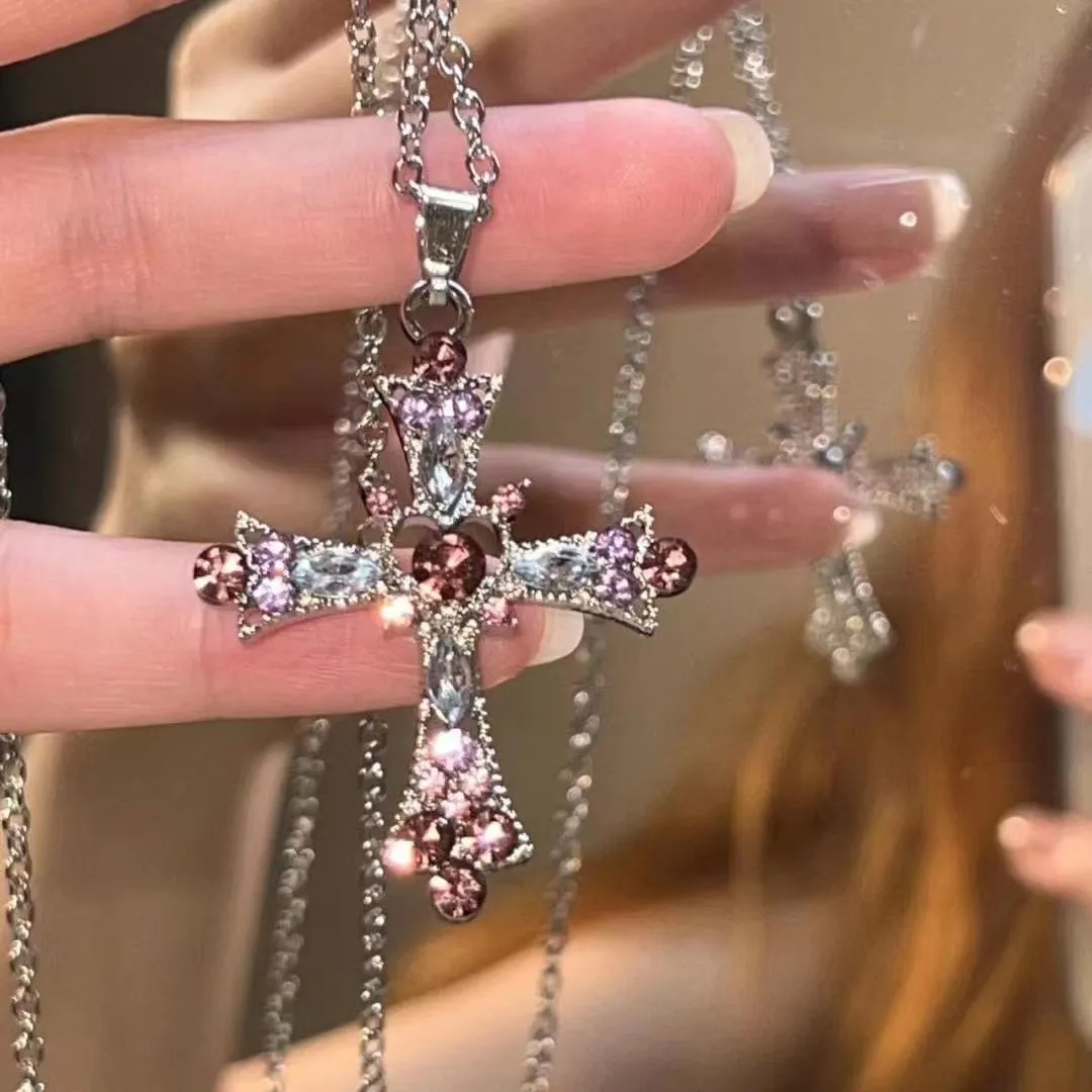 Cross Diamond Gothic Necklace Design Clavicle Chain