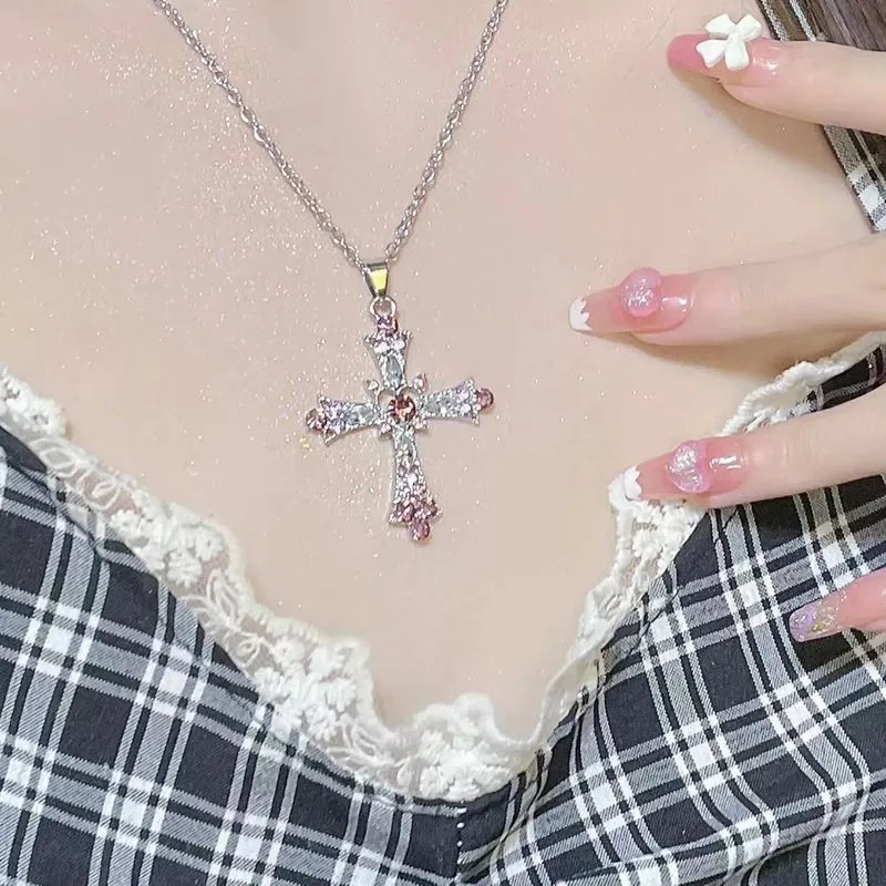 Cross Diamond Gothic Necklace Design Clavicle Chain