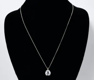 Cubic Zirconia Pendant Sterling Silver Chain Necklace - 19"