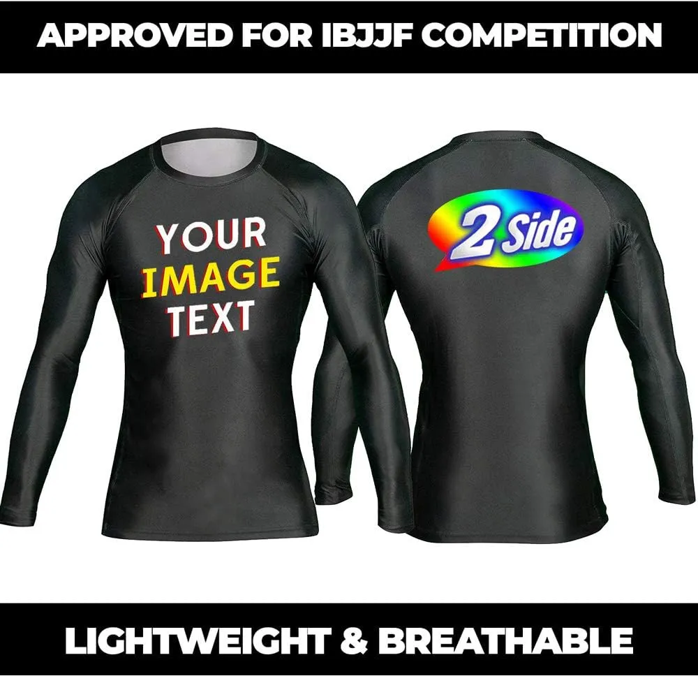 Custom Your Own Print Front & Back BJJ Foundation Rash Guard - Ranked No Gi Jiu Jitsu Rashguard