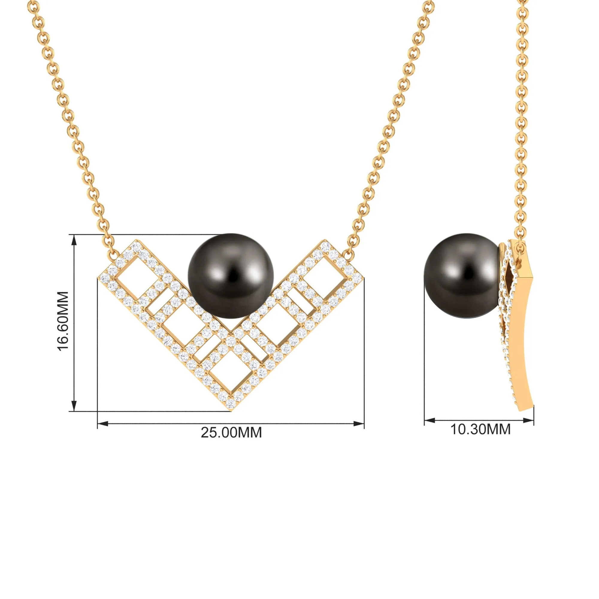 Diamond Contemporary Pendant with Tahitian Pearl