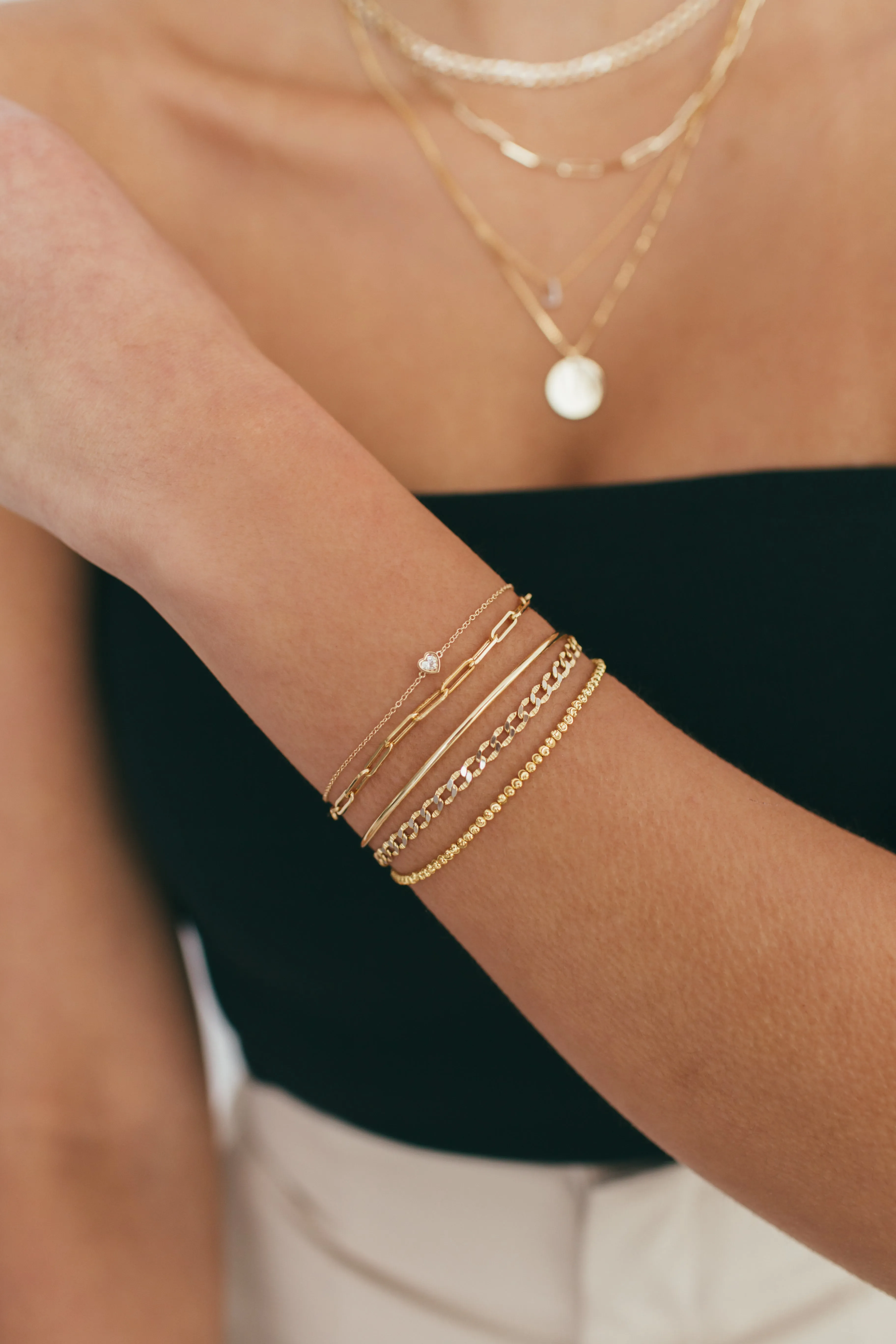 Diamond Heart Bezel Bracelet