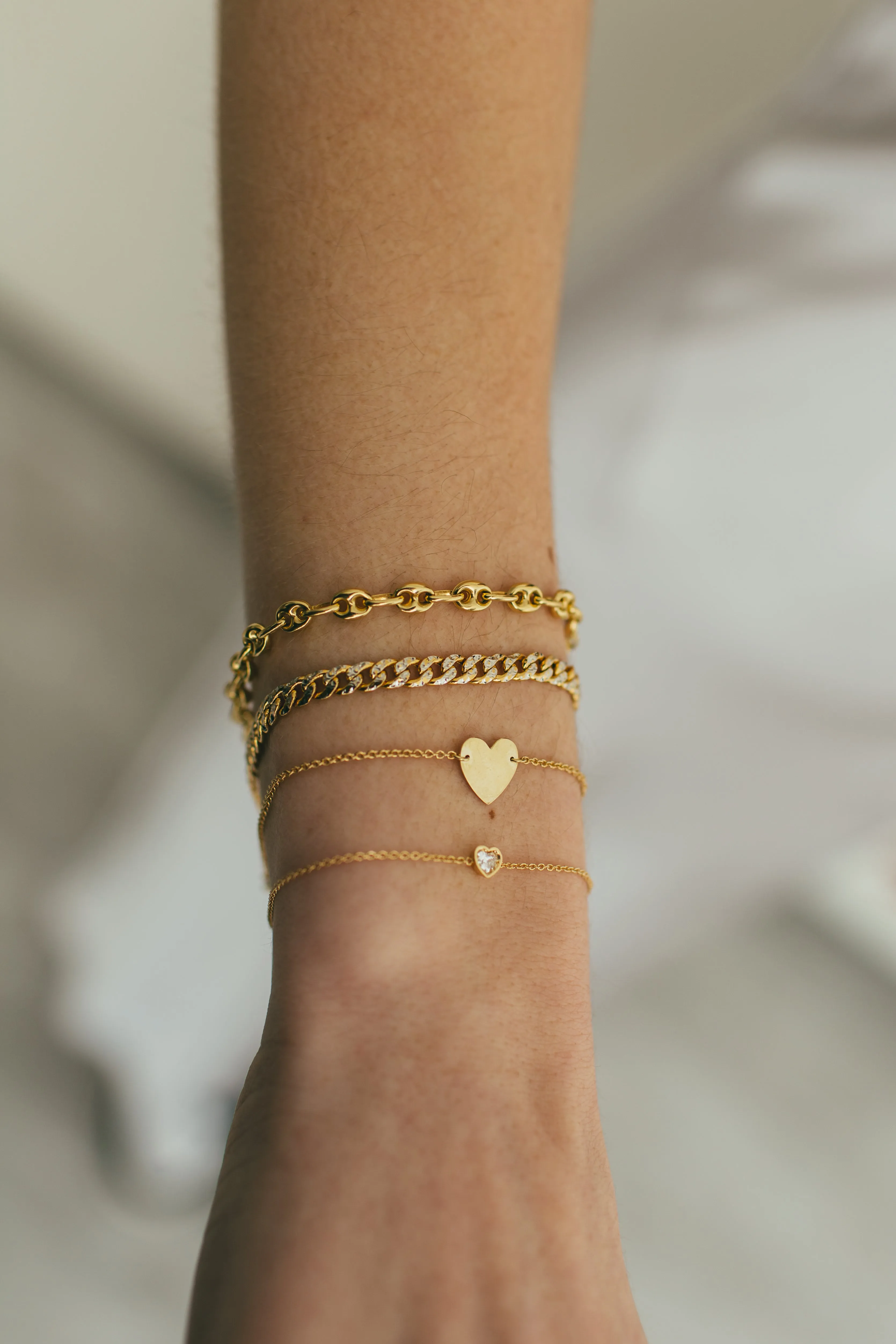 Diamond Heart Bezel Bracelet