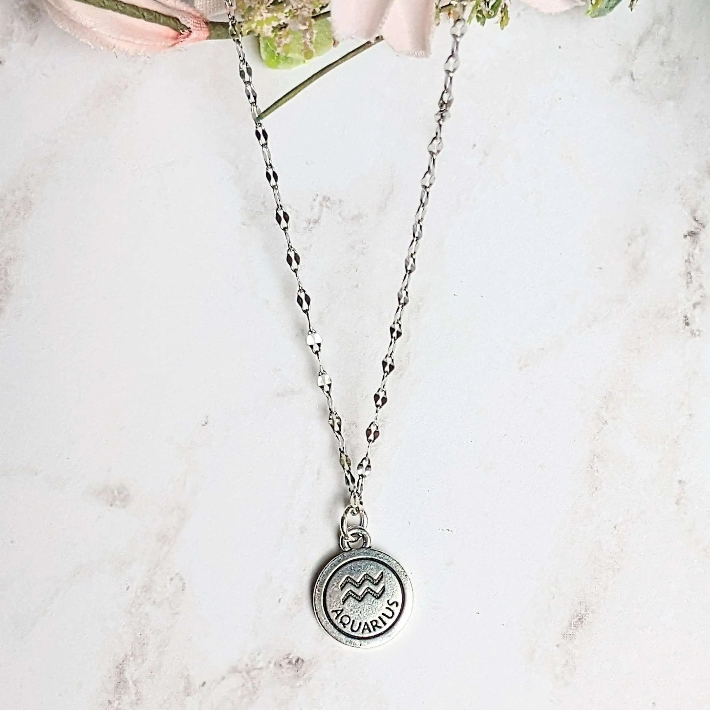 Double Sided Zodiac Coin Necklace - 24 inch