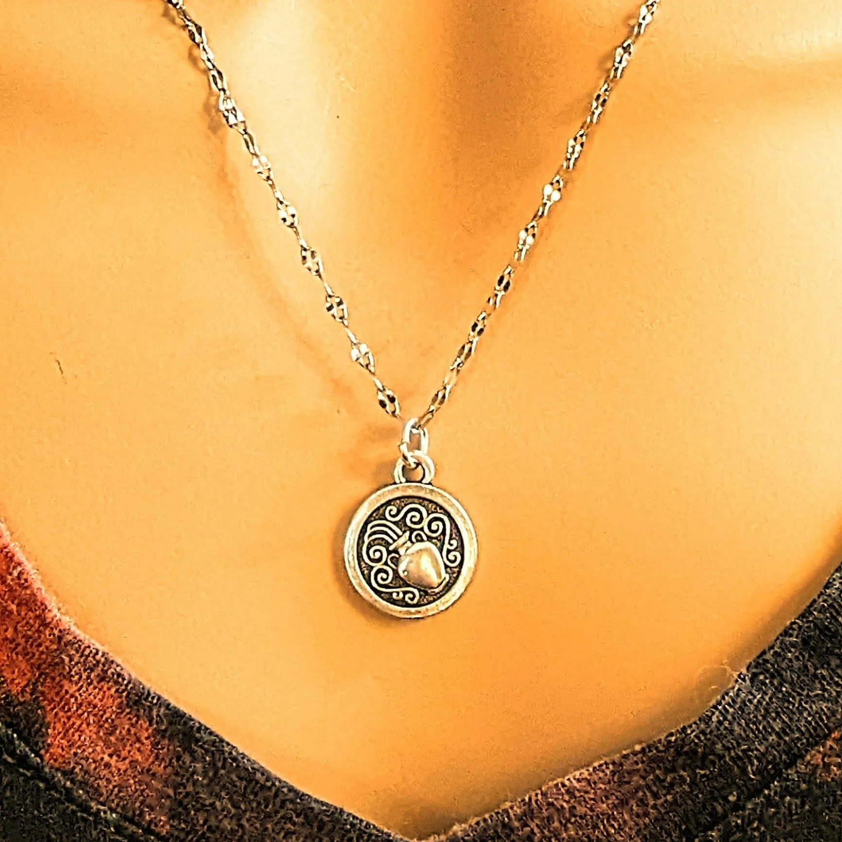 Double Sided Zodiac Coin Necklace - 24 inch