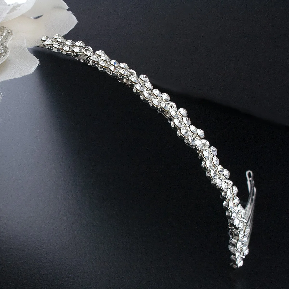 Dramatic Bridal Headband with Silk Flower