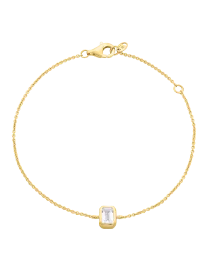 Emerald Solitaire Diamond Bracelet - 18K Gold Vermeil