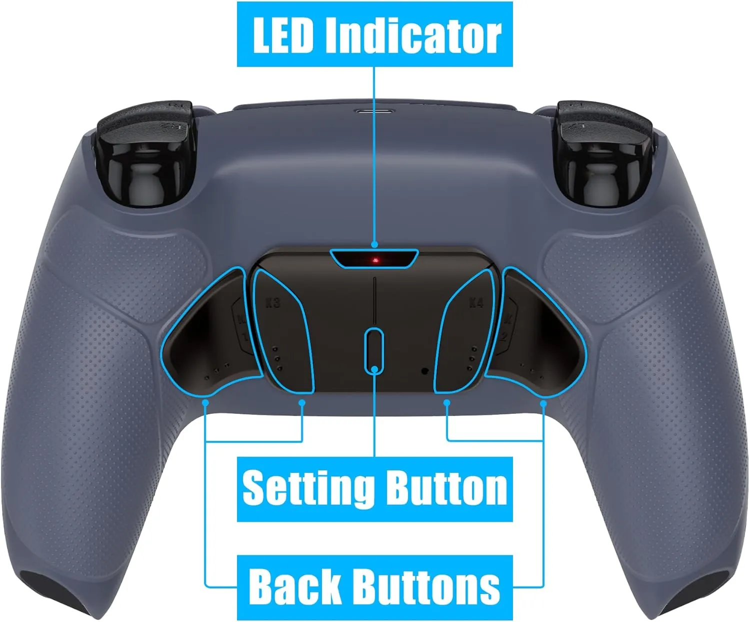 eXtremeRate Real Metal Buttons (RMB) Version RISE4 Remap Kit for PS5 Controller BDM-030 040 with Rubberized Grip Redesigned Back Shell, Upgrade Board & 4 Back Buttons for PS5 Controller