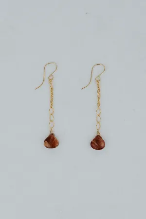 Fancy Drop Chain Earrings - Sunstone