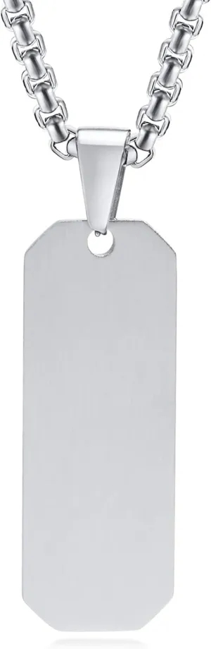 Fashion Simple Bar Necklace Stainless Steel Blank Rectangle Pendant Necklace