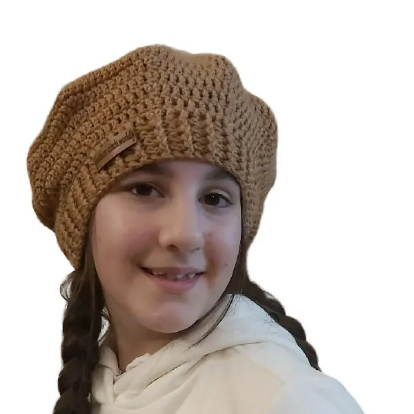 Fashion Stitch Women's Nude Wool Crochet Beret Hat For Ladies