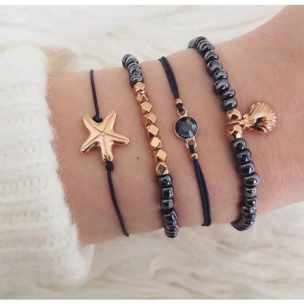 FREE   Shipping Women Multi-layers Colour Beads Sequins Set Bracelets