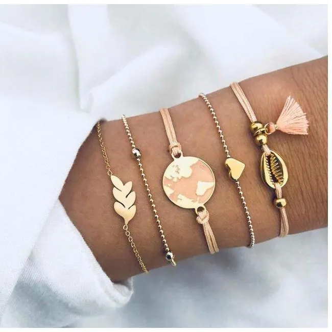 FREE   Shipping Women Multi-layers Colour Beads Sequins Set Bracelets