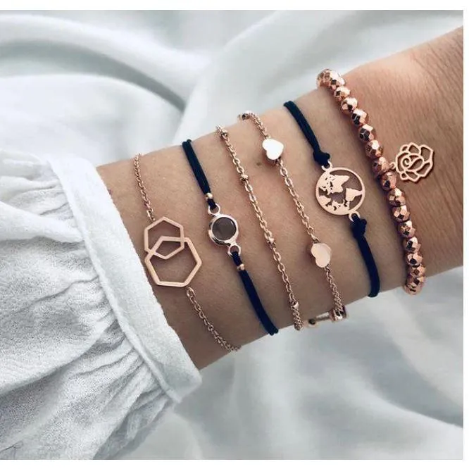 FREE   Shipping Women Multi-layers Colour Beads Sequins Set Bracelets