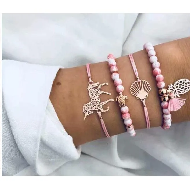 FREE   Shipping Women Multi-layers Colour Beads Sequins Set Bracelets