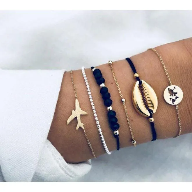 FREE   Shipping Women Multi-layers Colour Beads Sequins Set Bracelets