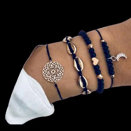 FREE   Shipping Women Multi-layers Colour Beads Sequins Set Bracelets