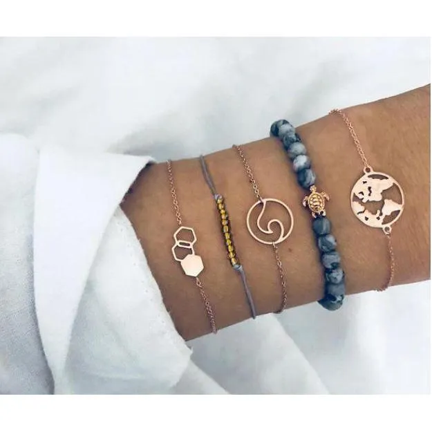 FREE   Shipping Women Multi-layers Colour Beads Sequins Set Bracelets