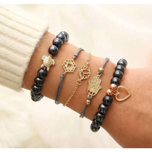 FREE   Shipping Women Multi-layers Colour Beads Sequins Set Bracelets
