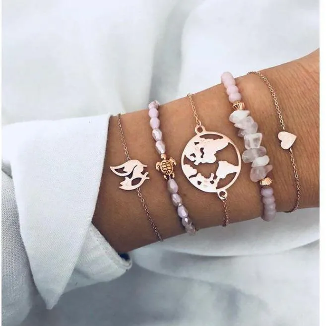 FREE   Shipping Women Multi-layers Colour Beads Sequins Set Bracelets