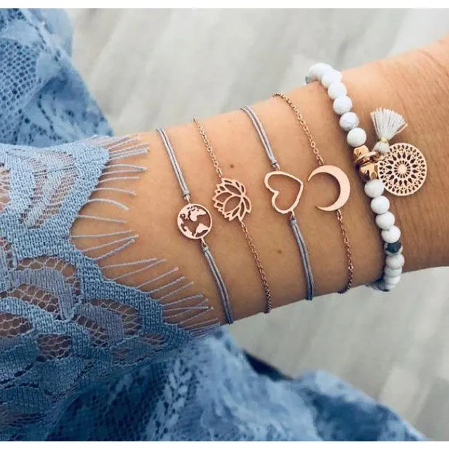 FREE   Shipping Women Multi-layers Colour Beads Sequins Set Bracelets