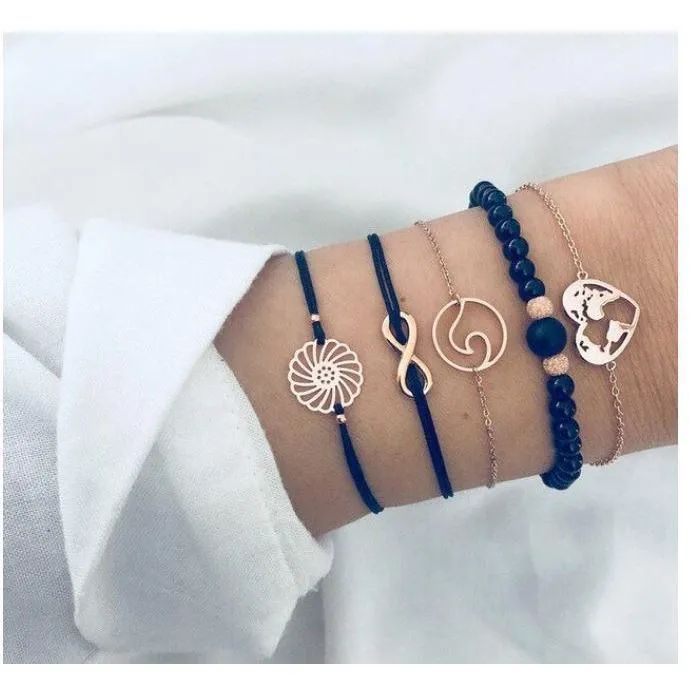 FREE   Shipping Women Multi-layers Colour Beads Sequins Set Bracelets