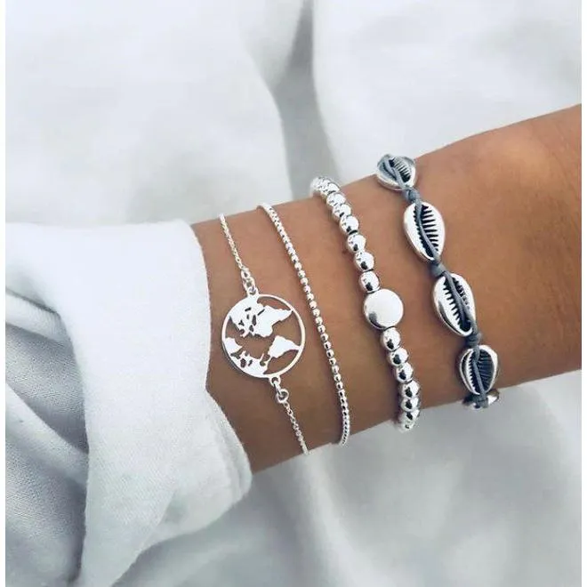 FREE   Shipping Women Multi-layers Colour Beads Sequins Set Bracelets