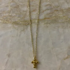 Gold Beaded Cross Necklace