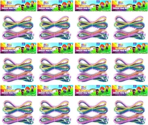 Gosu Toys Rainbow Chinese Jump Ropes Cats Cradle Bundle Pack for Kids Outdoor Indoor Play (12 Pack (24 Jumpropes))