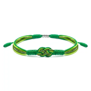 Green Infinity Multiple Bracelet, Surfer String Thread Inspirational Luck Protection Kabbalah Adjustable for Men, Women, Friendship (Green Mix)