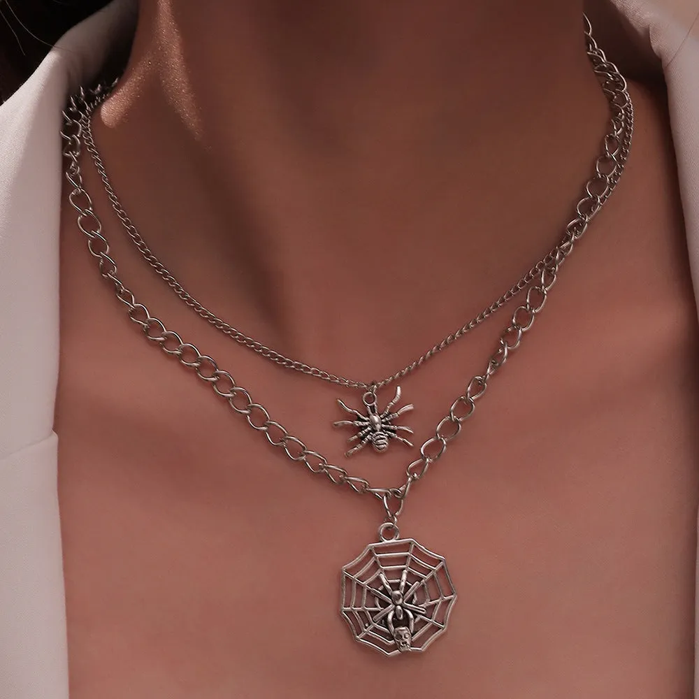 Halloween Multi-layer Spider Hollow Necklace