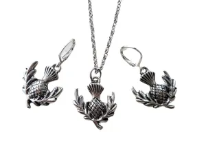 Handmade Scottish Thistle Necklace And Earrings Set
