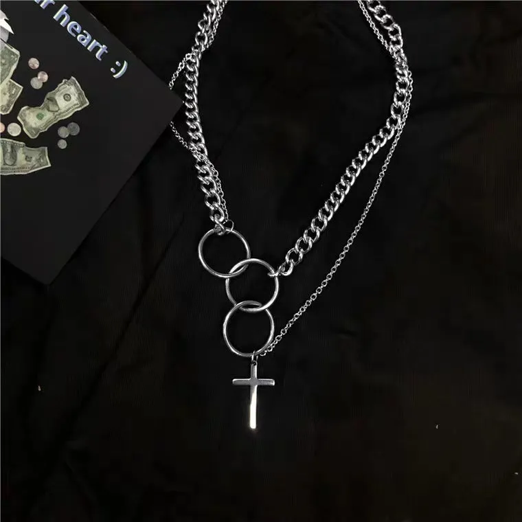 Harajuku Style Hip-hop Cross Pendant Personality Combination Punk